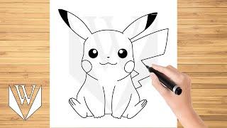 How to draw Pikachu Pokemon Step by step, Drawing Tutorial Trick Easy For Kids