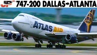 ATLAS AIR Boeing 747-200 Cockpit Dallas to Atlanta (2001) + Flight Engineer Presentation