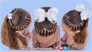 Penteado Infantil com Coração em Liguinhas | Heart Hairstyle with Elastics | Hairstyle for Girls