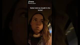 Holding her breath with puffed cheeks in the tunnel. #trending #viral #subscribe #funny #enjoy