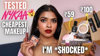 I tried CHEAPEST makeup from NYKAA (starting ₹55 ONLY) | *shocked* it's too good  | Shalini Mandal