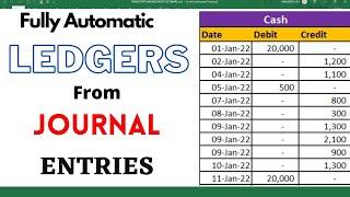 Create LEDGER From JOURNAL Entries with EXCEL Formula  learning Center