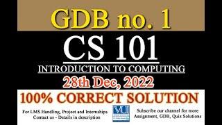 CS101 GDB 1 Solution Fall 2022 | CS101 GDB Solution Fall 2022