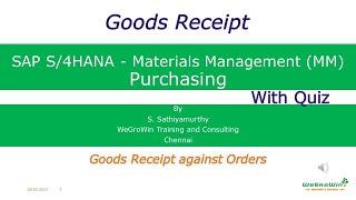 SAP MM – Goods Receipt (S/4HANA Materials Management P2P Procure to Pay) 02-36