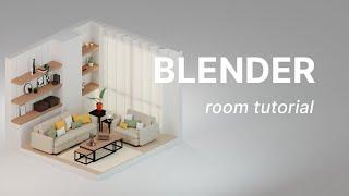 Beginner Friendly Blender 3D tutorial: Cozy Living isometric room modeling