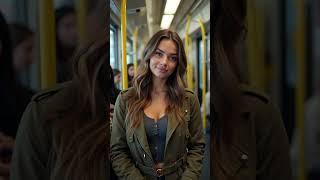 Beautiful girls posing for cameras on public transport #ai #aigirls  #aibeauty #girls #transport