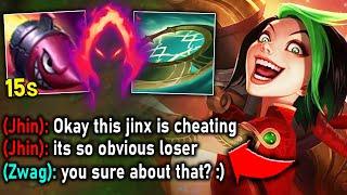 Jinx but my ult is only a 15 second cooldown and enemy Jhin thinks I'm cheating
