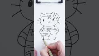 Как нарисовать Hello Kitty Чудо-Женщина #shorts