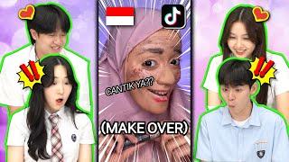 Reaksi Siswa Korea Kaget Lihat Tiktok Cantik Berhijab Influencer Indonesia  | Reaction Makeover