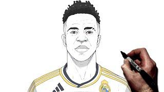 How To Draw Vini JNR | Step By Step | Football/Soccer