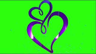 love heart animation with lighting effect green black screen