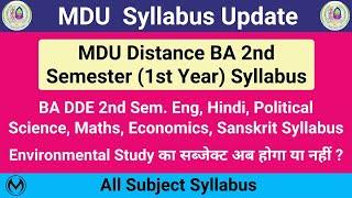 MDU DDE BA 2nd Sem Syllabus | BA Distance New Updated Syllabus 2022 - 23 |