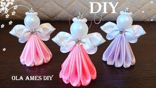 DIY Ribbon Angel  АНГЕЛ ИЗ ЛЕНТ/ Kanzashi Angel/ Satin Ribbon Christmas Angel Ornaments/ Ola ameS