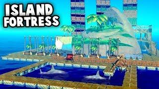 HUGE Island FORTRESS vs SHARK Attack! (Raft 2018 Gameplay)