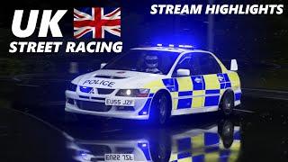 UK Street Racing, CAR MEETS + EVO POLICE CHASE! | Assetto Corsa | Tayboost Stream Highlights