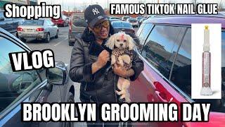 VLOG | Puppy Grooming Day / Famous TikTok Nail glue / Shopping | Oneka Hurst
