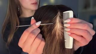 Soft-Spoken Scalp Check (Comb, Metal Tool, Plucking, Massage) ASMR