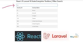 React JS Laravel 10 AutoComplete Textbox | Filter Search