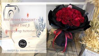 How To Make 36 Roses Hand Bouquet ​With Dress | Hand Tied & Wrap Tutorial || 螺旋花腳手綁玫瑰花束 || 花藝教學