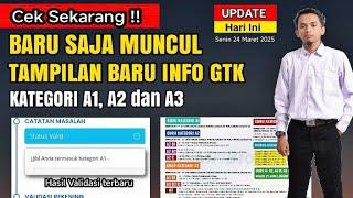 Muncul Tampilan Baru Info GTK Kategori A1 dan A2 !! Hasil Validasi terbaru