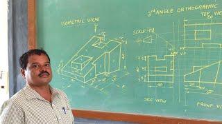 Isometric to orthographic view 3 - /kannada