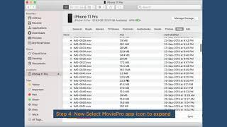 MoviePro App v7.1 iTunes File sharing on Mac OS Catalina