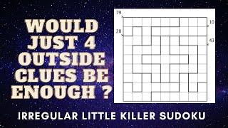 An Irregular Little Killer sudoku with minimal outside clues !