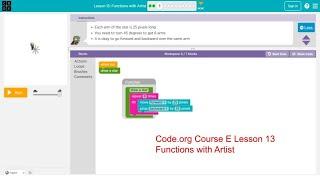 Code.org Course E Lesson 13 Functions with Artist