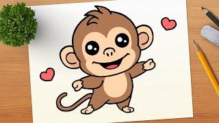 How To Draw A Cute Monkey || Draw So Cute Easy Step by Step 