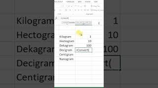 Convert Kilogram into Decigram in Microsoft Excel #msexcel #decigram #excel #shorts