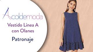 Como hacer el PATRONAJE DE VESTIDO LÍNEA A CON OLANES - Paso a Paso - DIY