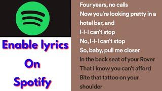 How to enable/turn on lyrics on spotify android & ios