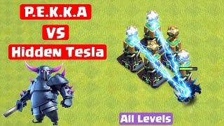 Every Level P.E.K.K.A Vs Hidden Tesla - Clash of Clans | Clashverse