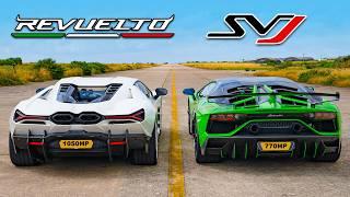 Lambo Revuelto v Aventador SVJ: DRAG RACE