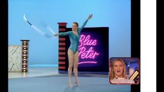 Gabby Logan- Blue Peter 1989- gymnastics routine