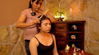 Soft spoken ASMR massage & neck cracking with natural elements for sleep and relaxation by Esperanza