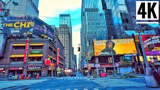 ⁴ᴷ⁶⁰ New York City Weekend Tour at Night 2020-Times Square to 9th Avenue via West 49th Street NYC