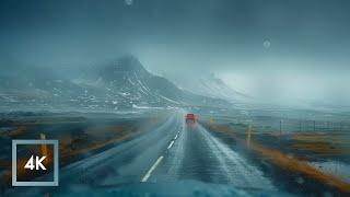 Relaxing Rainy Drive in Iceland | Kirkjubæjarklaustur to Glacier Lagoon, Rain Sounds for Sleep ASMR