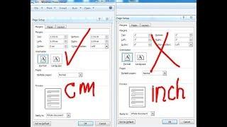 How to change inch to Centimeters on Microsoft word 2018