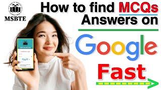 How to find answer on Google Fast MCQs Answers on Google MSBTE Exam Cheating
