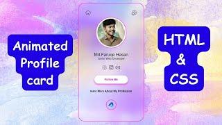 Amazing Animated Profile Card design with html and css | html css tutorial