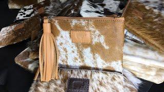 How to make a zipper Clutch bag in cowhide hair on #bag #cowhide #leathers #leathercraft