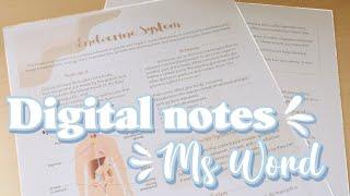 DIGITAL NOTETAKING USING MSWORD I How to make aesthetic notes in Microsoft word