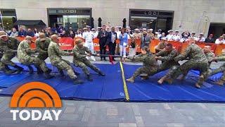 Military Servicemen, Women Play Tug-Of-War On TODAY Plaza!