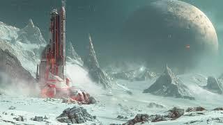 Moon Base From Glacier Exoplanet Scorpii C MU 2 System. Sci-Fi Ambiance for Sleep, Study, Relaxation