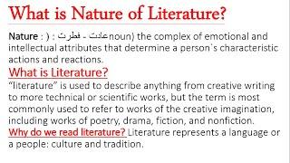 What is Nature of Literature? | Crash Course | Notes In Description Box | Urdu and Hindi | PDF