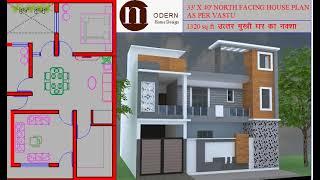 33x40 house plan  with parking ,1320 sqft, home design,  33 by 40 home design, North facing plot.