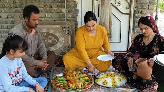 Iranian cooking | Chicken and potatoes roasted in butter and vegetables | rural life