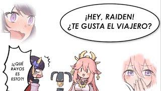 ¡Hey, Raiden! ¿Te gusta el viajero? - Aether x Ei - comic sub español