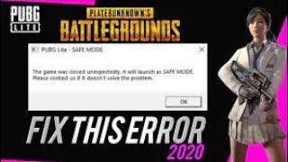 PUBG PC LITE SAFE MOD ERROR FIX HOW TO FIX Pubg PC Lite Error 2020 PUBG PC LITE